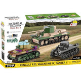 World War 2 - Renault, Valentine, Panze Construction Set (595 Piece Kit)