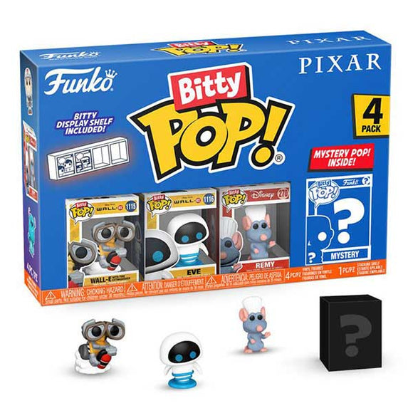 Pixar - WALL-E, EVE, Remy Bitty Pop! Vinyl Figures - Set of 4