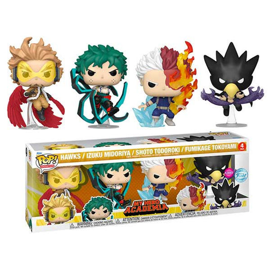 My Hero Academia - Hawks, Midoriya, Todoroki, Tokoyami Flocked Pop! Vinyl Figure - Set of 4