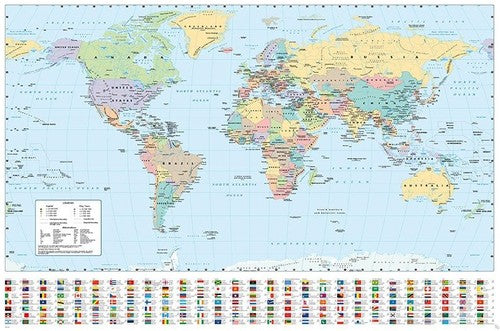 World Map with Flags Poster