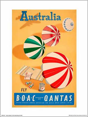 Qantas - Umbrellas 30 x 40cm Art Print