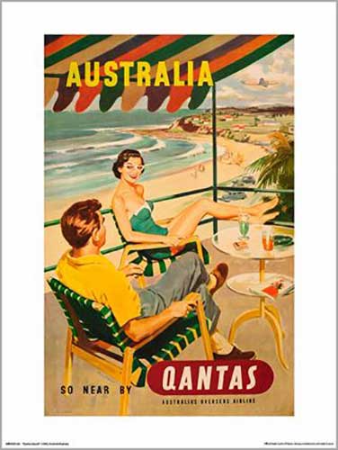 Qantas - Beach 30 x 40cm Art Print