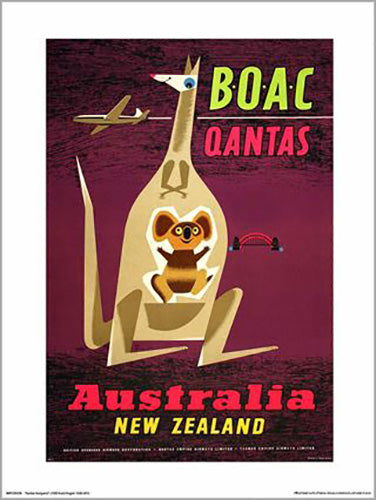 Qantas - Retro Kangaroo 30 x 40cm Art Print