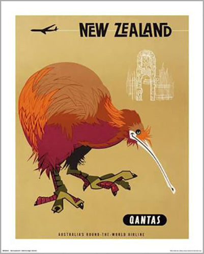 Qantas - New Zealand Kiwi 40 x 50cm Art Print