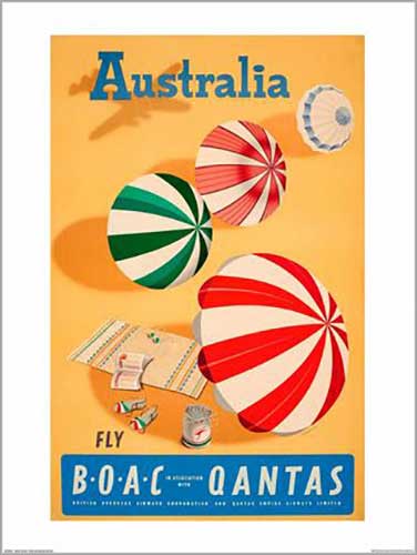 Qantas - Umbrellas 60 x 80cm Art Print
