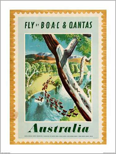 Qantas - Stamp 60 x 80cm Art Print
