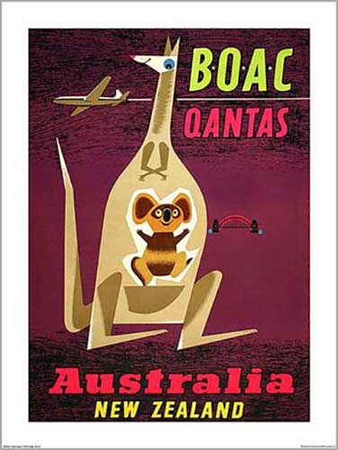 Qantas - Kangaroo 60 x 80cm Art Print