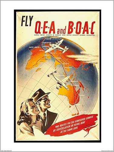 Qantas - Fly QEA by Constellation or Flying Boat M 60 x 80cm Art Print