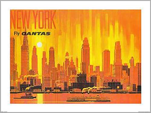 Qantas - Fly to New York 60 x 80cm Art Print