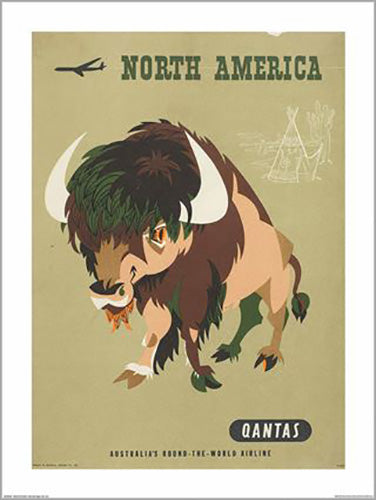 Qantas - North America Bison 60 x 80cm Art Print