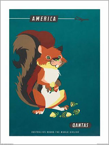 Qantas - America Squirrel 60 x 80cm Art Print