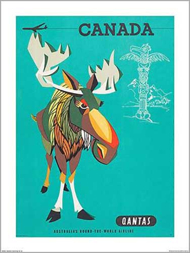 Qantas - Canada Moose 60 x 80cm Art Print