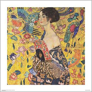 Gustav Klimt - Dame Mit Facher 60 x 60cm Art Print