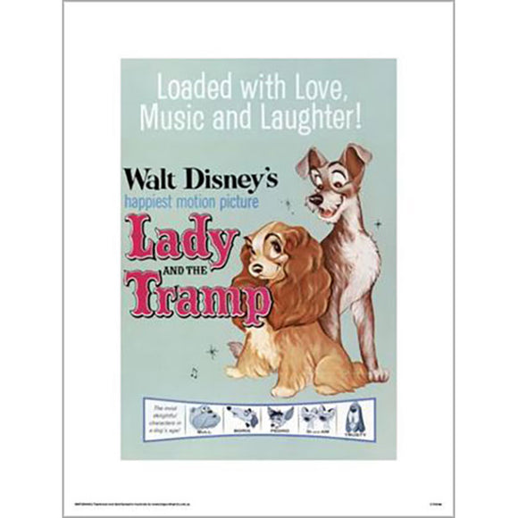 Disney - Lady And The Tramp Movie 30 x 40cm Art Print