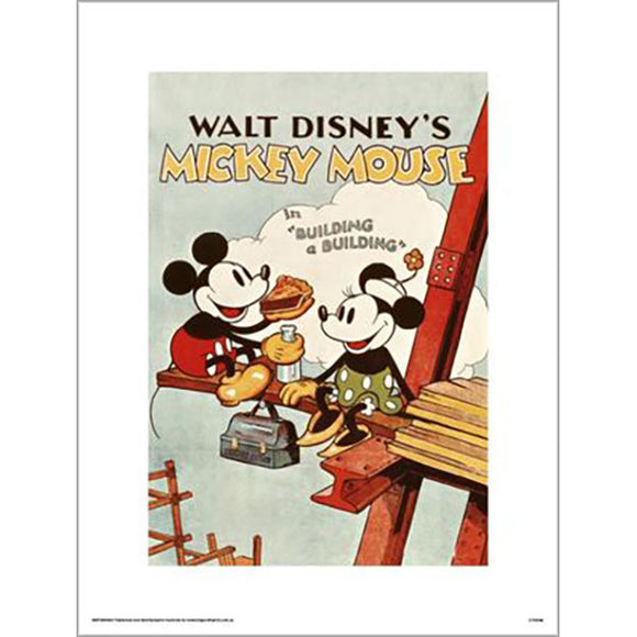 Disney - Mickey Mouse Building A Building 30 x 40cm Art Print