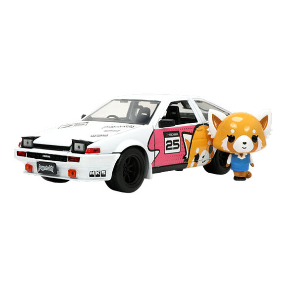 Aggretsuko - Toyota AE86 with Aggretsuko 1:24 Scale Hollywood Ride Die-Cast Vehicle