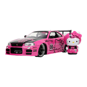 Hello Kitty - 2002 Nissan GTR (R34) with Hello Kitty 1:24 Scale Die-Cast Vehicle