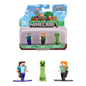 Minecraft - Steve, Alex, Creepter Nano MetalFig Figures - Set of 3