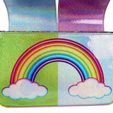 Lisa Frank - Holographic Glitter Color Block Crossbody Bag NEW Loungefly