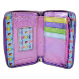 Lisa Frank - Holographic Glitter Color Block Zip Around Wallet NEW Loungefly
