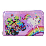 Lisa Frank - Holographic Glitter Color Block Zip Around Wallet NEW Loungefly
