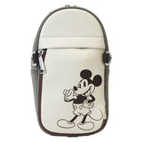 Mickey & Friends - Faux Leather & Canvas Water Bottle Crossbody NEW Loungefly