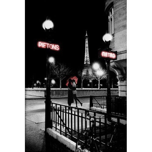 Paris Eiffel Tower Metro Embrace Poster