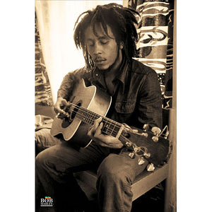 Bob Marley - Guitar Sepia Poster