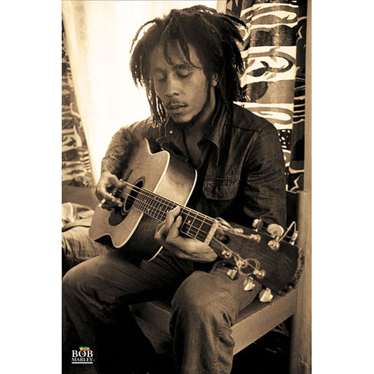 Bob Marley - Guitar Sepia Poster