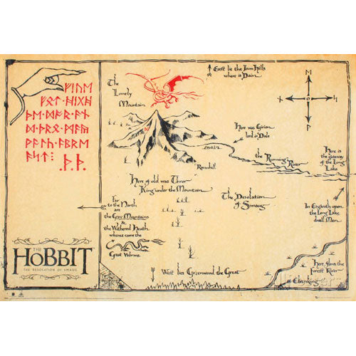 The Hobbit: Desolation of Smaug Map Parchment Poster