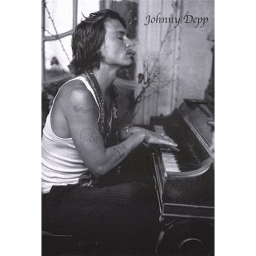 Johnny Depp On Piano Poster