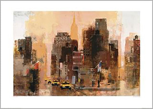 Colin Ruffell - New Yorker & Cabs 50 x 70cm Art Print