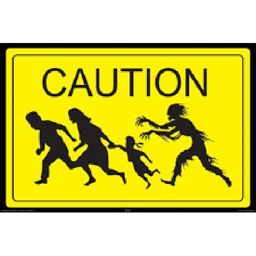 Zombie Caution Sign Poster