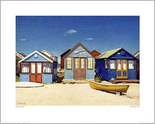Margaret Heath - Three Beach Huts 40 x 50cm Art Print