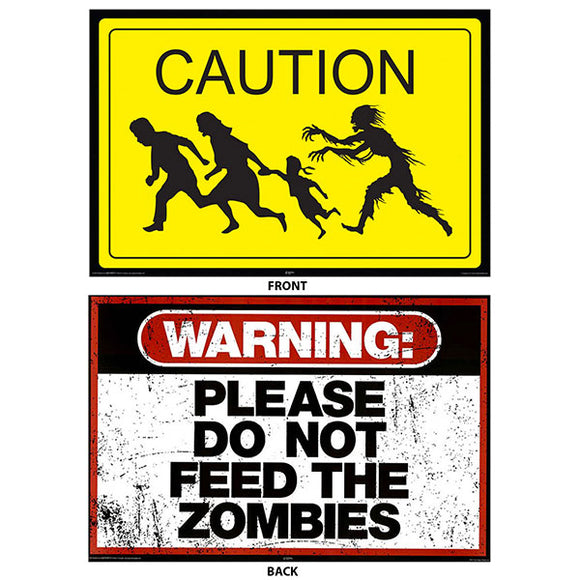 Caution Zombie Yellow Double-Sided Poster