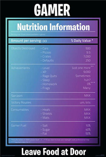 Gamer - Nutrition Panel Poster