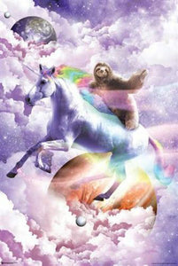 Random Galaxy - Sloth Riding Unicorn Poster