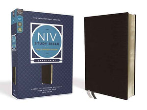 NIV Study Bible, Fully Revised Edition, Large Print, Bonded Leather, Red Letter, Comfort Print [Black]