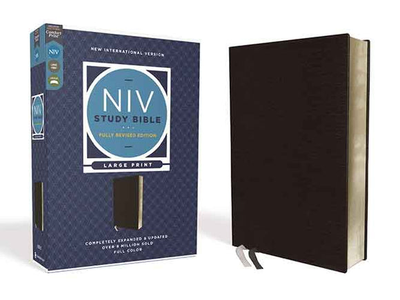 NIV Study Bible, Fully Revised Edition, Large Print, Bonded Leather, Red Letter, Comfort Print [Black]