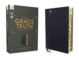 NASB The Grace and Truth Study Bible, Red Letter, 1995 Text, Thumb Indexed, Comfort Print [Navy]