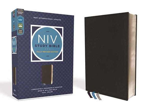 NIV Study Bible, Fully Revised Edition, Genuine Leather, Calfskin, Red Letter, Comfort Print [Black]