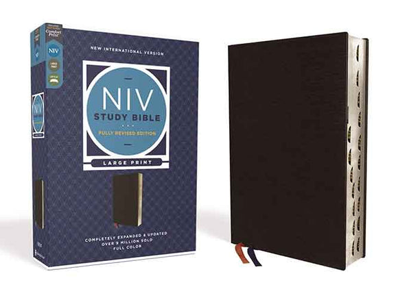 NIV Study Bible, Fully Revised Edition, Large Print, Bonded Leather, Red Letter, Thumb Indexed, Comfort Print [Black]