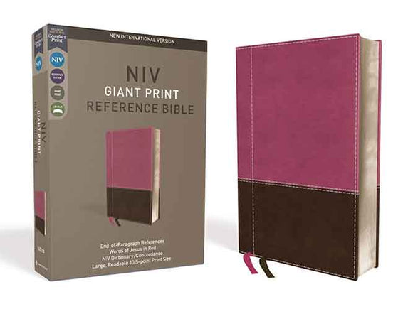 NIV Reference Bible Red Letter Edition [Giant Print, Pink/Br