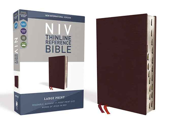 NIV Thinline Reference Bible Indexed Red Letter Edition [Large Print, Burgundy]