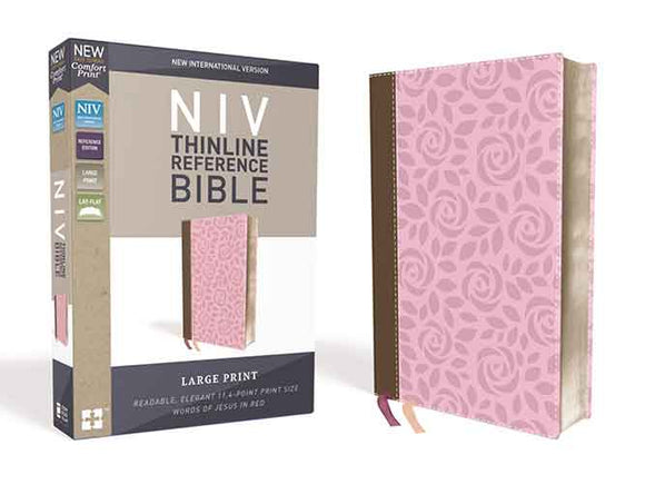 NIV Thinline Reference Bible Red Letter Edition [Large Print, Pink/Brown]