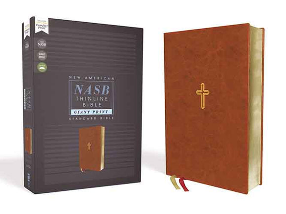 NASB Thinline Bible Red Letter Edition [Giant Print, Brown]