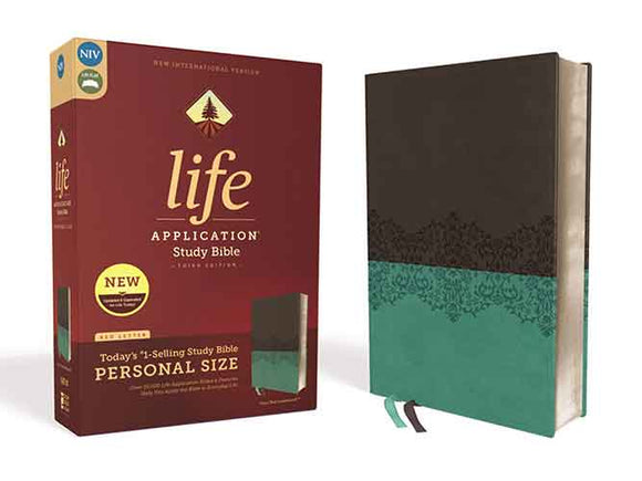 NIV Life Application Study Bible Personal Size Red Letter Edition [Third Edition, Grey/Teal]