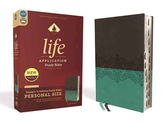 NIV Life Application Study Bible Personal Size Indexed Red Letter Edition [Third Edition. Grey/Teal]