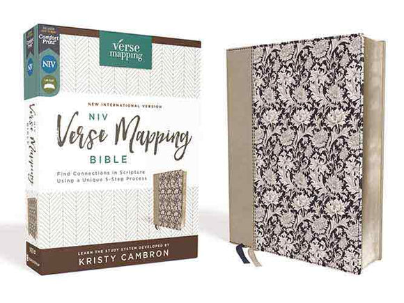 NIV Verse Mapping Bible, Leathersoft, Comfort Print: Find Connections In Scripture Using A Unique 5-Step Process [Navy Floral]