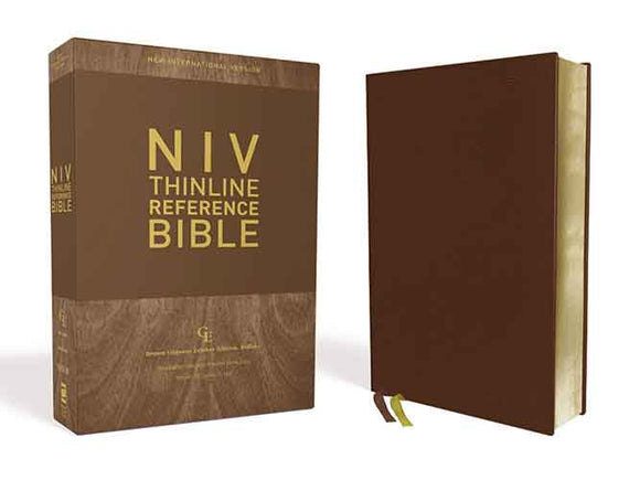 NIV Thinline Reference Bible, Genuine Leather, Buffalo, Red Letter Edition, Comfort Print [Brown]